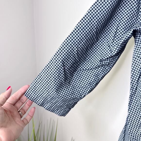 Fresh Produce Gingham‎ Plaid Black & White Button Up 3/4 Sleeve Shirt Size XL - Picture 5 of 9